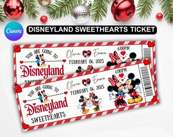 Disneyland Sweethearts Nite Ticket – romantic theme park ticket invitation | printable love trip reveal design