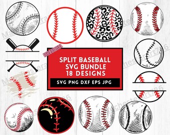 Delad baseboll SVG, monogramnamndesign (digital nedladdning)