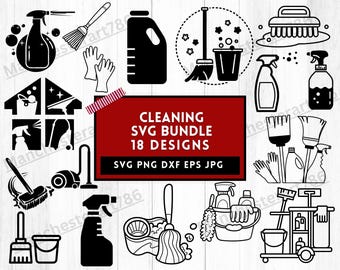 SVG-bundel voor schoonmaak | SVG-bestanden voor huishoudelijk werk | Snijbestanden voor schoonmaakservice | Vectorafbeelding van een huishoudster | SVG-bestand met schoonmaakcitaat | Digitale download
