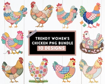 Trendy Chicken Mama png, schattige kip clipart digitale download, grappig retro kip shirtontwerp, Chicken Lady T-shirt afbeelding