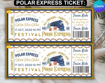 Polar Express Ticket, Christmas Ticket, Holiday Ticket, Magic Train Pass, Santa Ticket, Kids Ticket, North Pole Pass, Printable Ticket