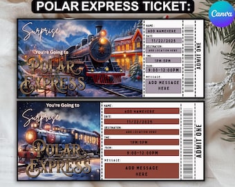 Printable Polar Express Ticket Template – Christmas Golden Train (PDF)