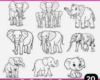 Elephant SVG Bundle, Mandala Outline, African Decor (Digital Download)