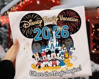 Disney-gezinsvakantie 2026 png, Disney-vakantie 2026, familievakantie-shirtontwerp, Disney-gezinsuitje png