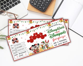 Entrada a Disneyland y Disneyworld: boleto de viaje sorpresa imprimible / regalo editable para parques temáticos
