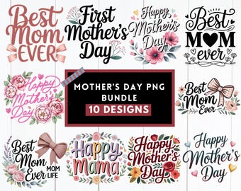 Moederdag png-bundel, bloemen moeder png-bundel, Moederdag ontwerpelementen, mama mimi png, moedershirt en cadeauontwerpen, digitale download