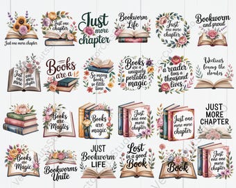 Books Quotes PNG Bundle | Inspirational Reading Quotes | Book Lover Sublimation Designs | Digital Download