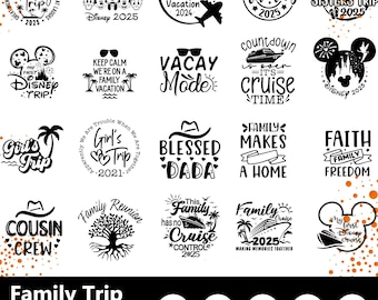 Familie-uitje SVG-bundel | Bijpassende vakantieshirtontwerpen (25 bestanden)