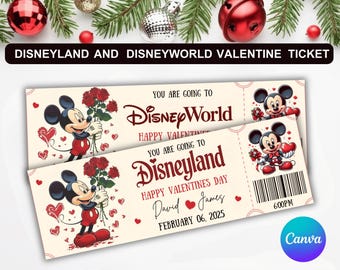 Disneyland & Disneyworld Valentine Ticket | Surprise Trip Reveal (Digital)