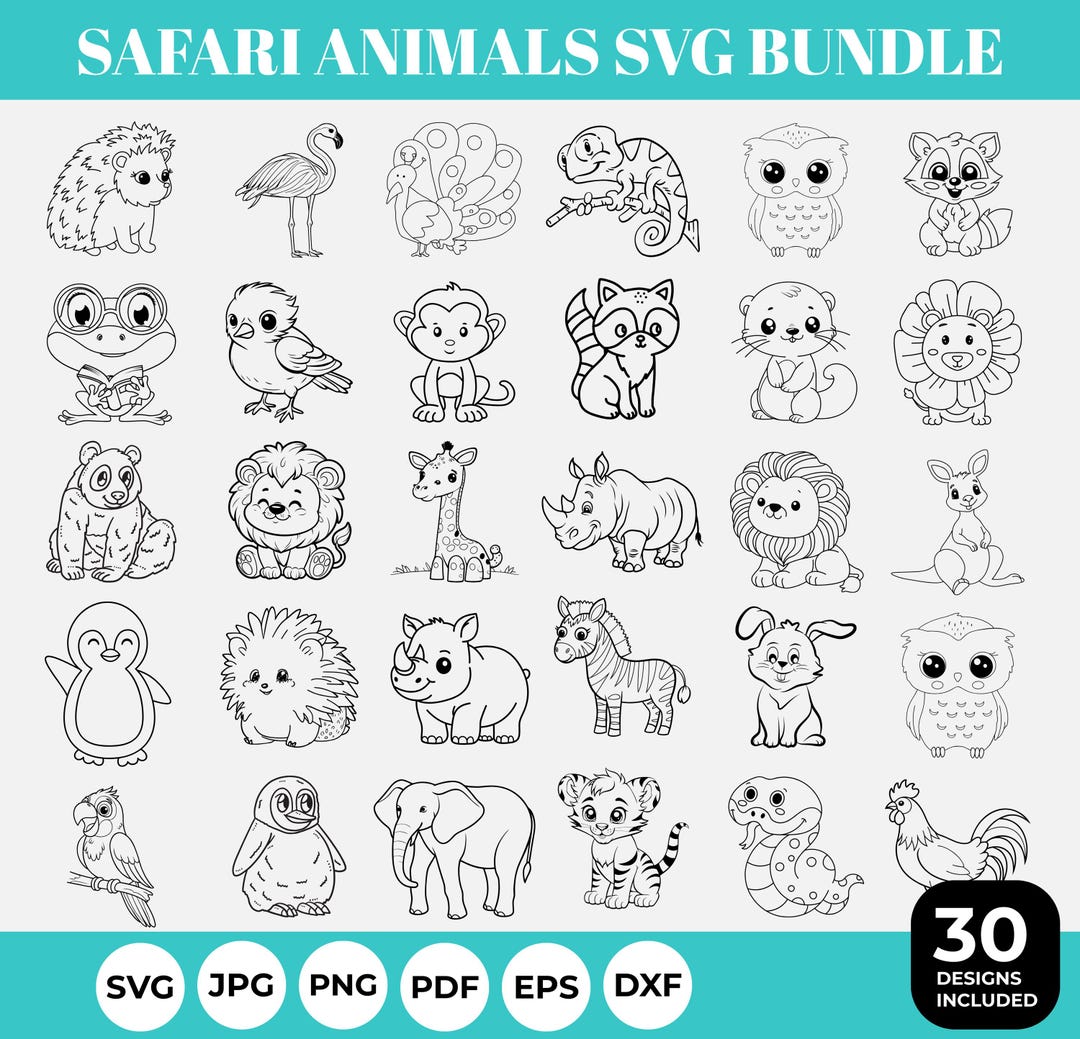 Cute Safari Animals SVG Bundle, Clipart for Cricut - Etsy