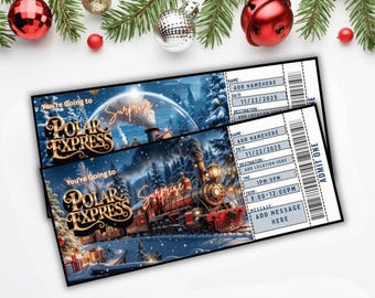 Polar Express Ticket, Holiday Train Pass, Editable PDF