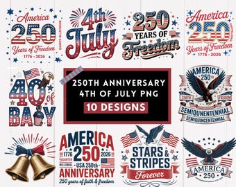 250e verjaardag Amerika png-bundel, patriottische adelaar landmark ontwerpen (directe download)