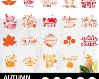Herfst SVG-clipartbundel | Herfstbladeren, pompoenen (digitale download)