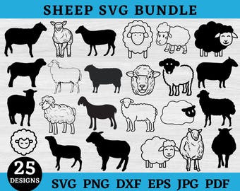 Cute Sheep SVG Bundle, Farm Animal Cut Files (Digital Download)