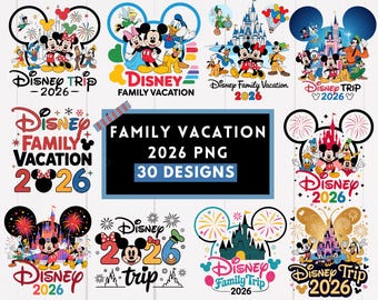 PNG-bundel met familie-uitje 2026 | Vakantiemodus 2026 shirtontwerpen | Bijpassend png-bestand voor gezinsvakantie | Aangepaste reisafbeeldingen | Digitale download