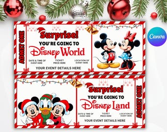Disneyland And Disneyworld Ticket – Custom Printable Ticket, Surprise Gift, Editable Instant Download, Vintage Disney Trip Ticket