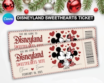 Disneyland Sweethearts Nite Ticket PDF – Printable Valentine Theme Park Ticket | Romantic Surprise Trip Reveal