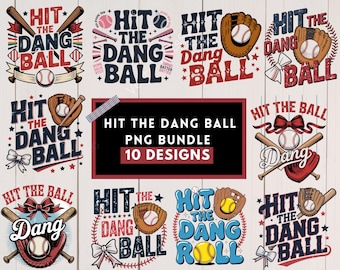 Hit The Dang Ball PNG, retro honkbal PNG, Play Ball Design, vintage honkbal, honkbal clipart, Baseball Girl PNG, Instant Download