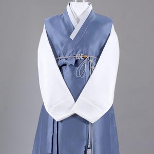 EMH001 l Sagewind Traditional Man Hanbok in Blue | Traditional Hanbok for Wedding and Korean Dol