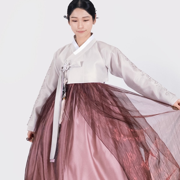 EWH013 l Luminous Grace Traditional Woman Hanbok in oudroze | Traditionele Hanbok-jurk voor bruiloft en Koreaanse Dol