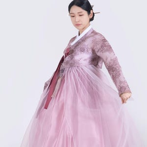 EWH015 | Bloesem sintels traditionele vrouw Hanbok in roze | Traditionele Hanbok-jurk voor bruiloft en Koreaanse Dol