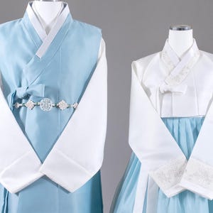 EMH002 l Sagewind Traditional Man Hanbok in Skyblue | Traditional Hanbok for Wedding and Korean Dol