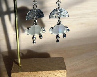Earrings: Cloud and Raindrop Weather Styled Dangle Earrings