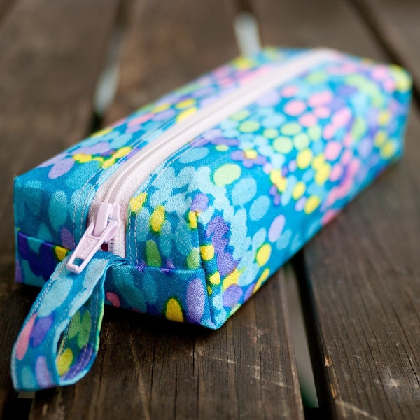 Xmas Sale. Colorful Boxy and Stiff Pencil Pouch