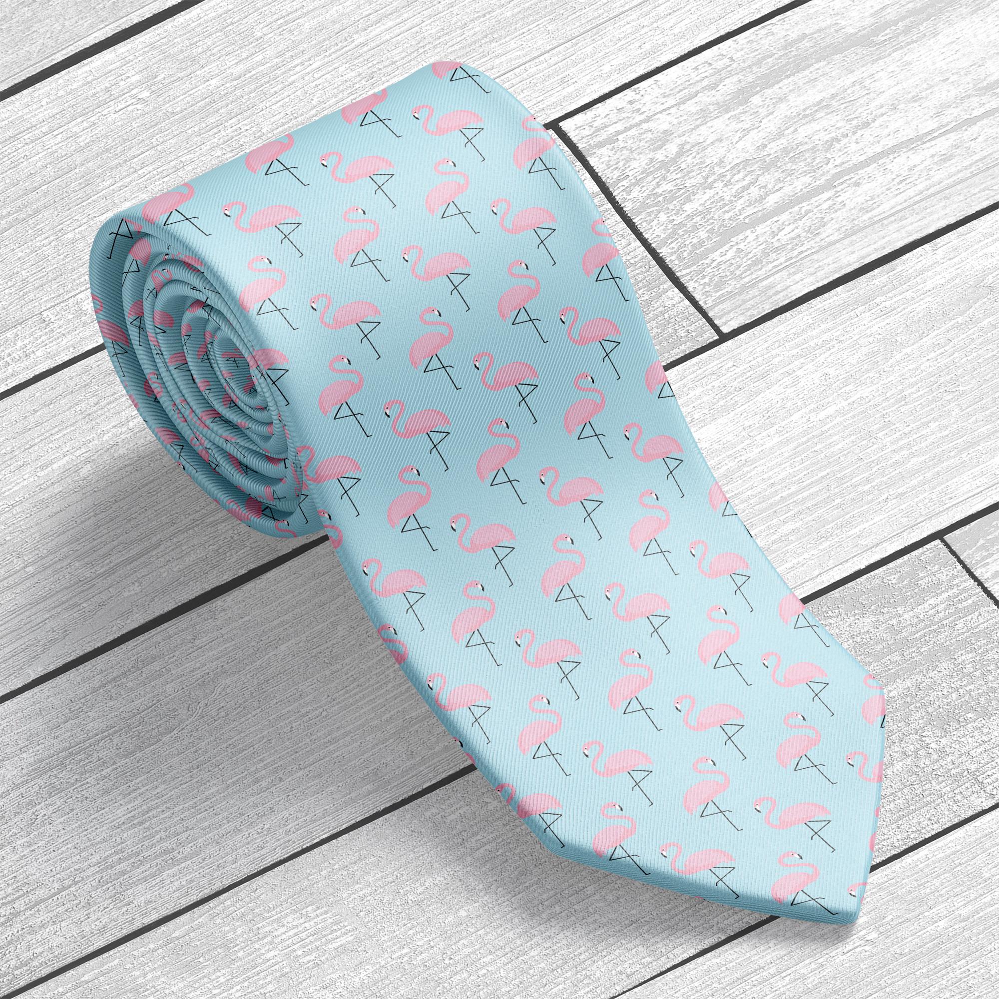 Pink Flamingo Theme Necktie, Tie for men, Kids Tie, Boys Ties, Necktie for man, Fashion Necktie for men, Pocket Square, Conversational Tie