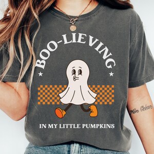 Boo-lieving Teacher Ghost Shirt, Fall Teacher Shirt Gift, Halloween Teacher Shirt, Cute Ghost Teacher Halloween Shirt, Retro Halloween Tee