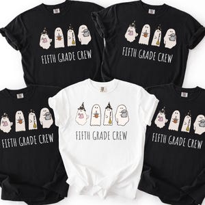 Fifth Grade Crew Ghost Shirt, Fall Teacher Shirt Gift, Halloween Teacher Shirt, Cute Ghost Teacher Halloween Shirt, Retro Halloween Tee