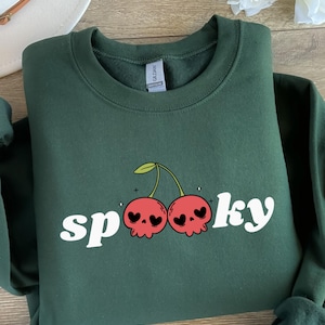 Halloween Sweatshirt for Women, Halloween Gift,  Funny Halloween Shirt, Trendy Fall Shirt, Halloween Spooky, Retro Halloween Cherry Shirt