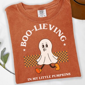 Boo-lieving Teacher Ghost Shirt, Fall Teacher Shirt Gift, Halloween Teacher Shirt, Cute Ghost Teacher Halloween Shirt, Retro Halloween Tee