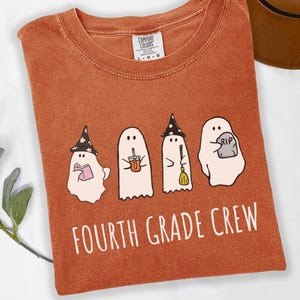 Fourth Grade Crew Ghost Shirt, Fall Teacher Shirt Gift, Halloween Teacher Shirt, Cute Ghost Teacher Halloween Shirt, Retro Halloween Tee