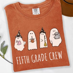 Fifth Grade Crew Ghost Shirt, Fall Teacher Shirt Gift, Halloween Teacher Shirt, Cute Ghost Teacher Halloween Shirt, Retro Halloween Tee