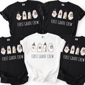 First Grade Crew Ghost Shirt, Fall Teacher Shirt Gift, Halloween Teacher Shirt, Cute Ghost Teacher Halloween Shirt, Retro Halloween Tee