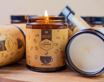 Kaffee Duftkerze | Geschenk für Kaffee-Liebhaber | Hausdekor | Handgegossene Kerzen | Pflanzlich