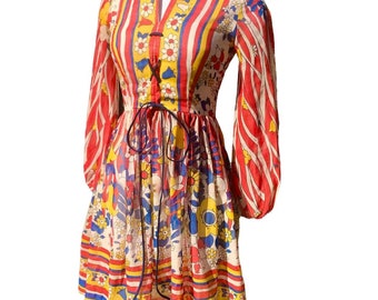 Incredible Vintage 60s Flower Power Dress Sheer 1960s Hippie