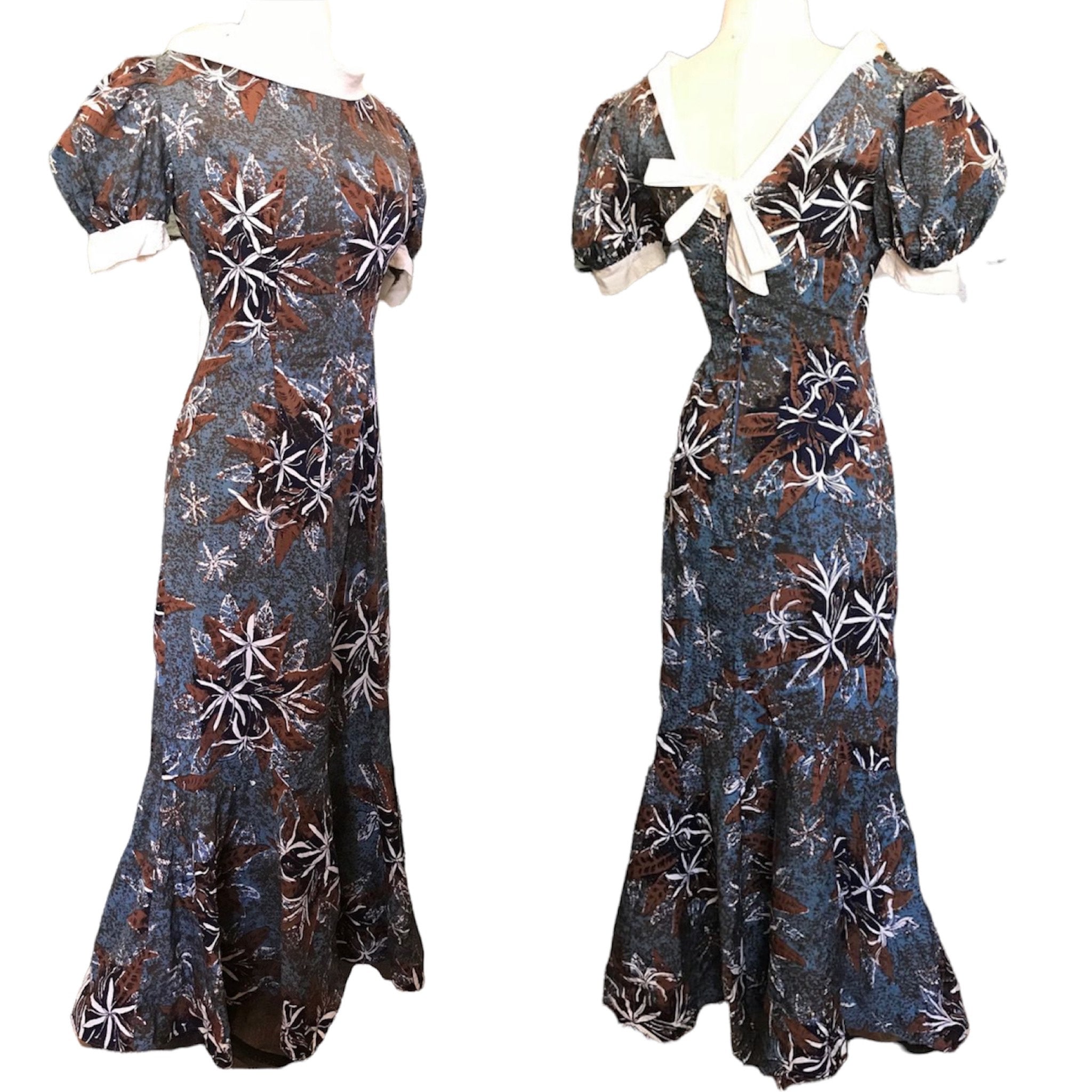 Vintage 50s Hawaiian Dress Nani Mermaid Hem S 34 Bust 26 Waist Cotton ...