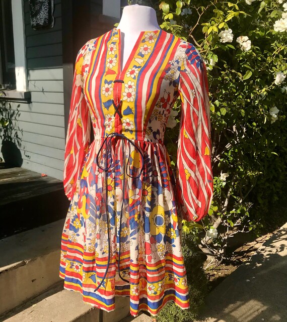 Incredible Vintage 60s Flower Power Dress Sheer 1960s Hippie Etsy