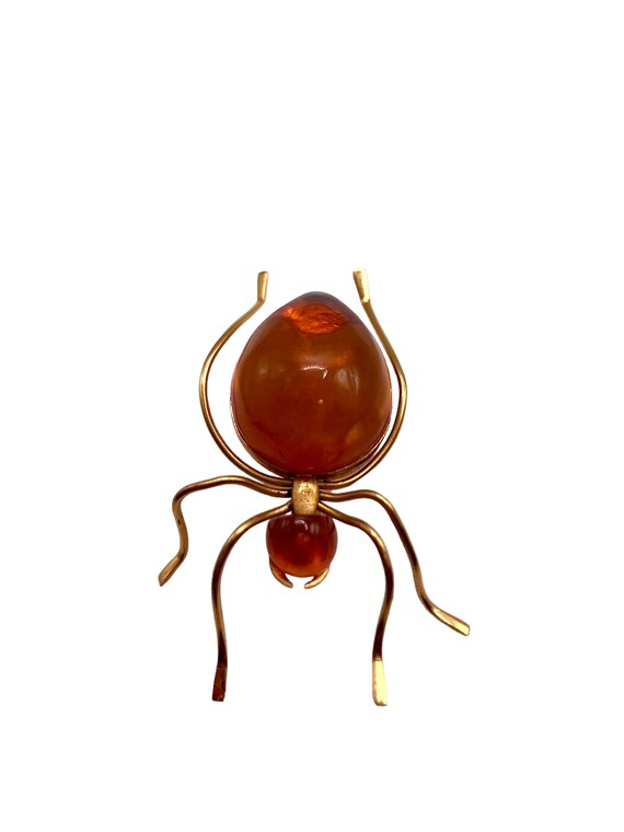 1950s Baltic Amber Spider Brooch Pin 2” USSR made… - image 3