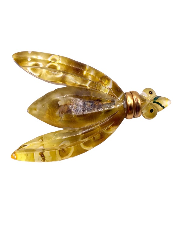 Huge Vintage Lucite Insect Pin Brooch Reverse Pain