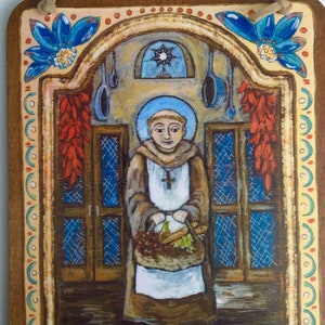 Foodie Gift San Pasquale kitchen saint for chef wood wall plaque Pasqual Retablo Culinary gift rustic kitchen decor gift for baker