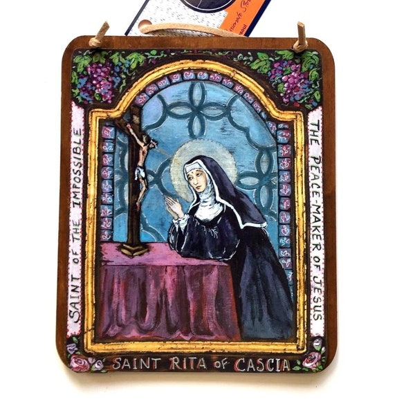 St Rita of Cascia Easter Lent first communion confirmation RCIA gift Retablo Art4thesoul