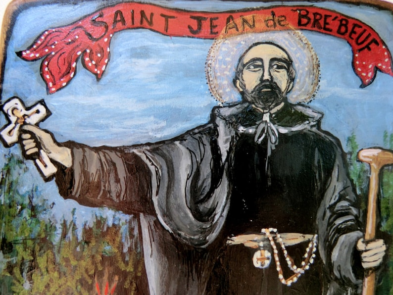 St Jean de Brebeuf Religious wooden wall plaque Jesuit Canada Etsy
