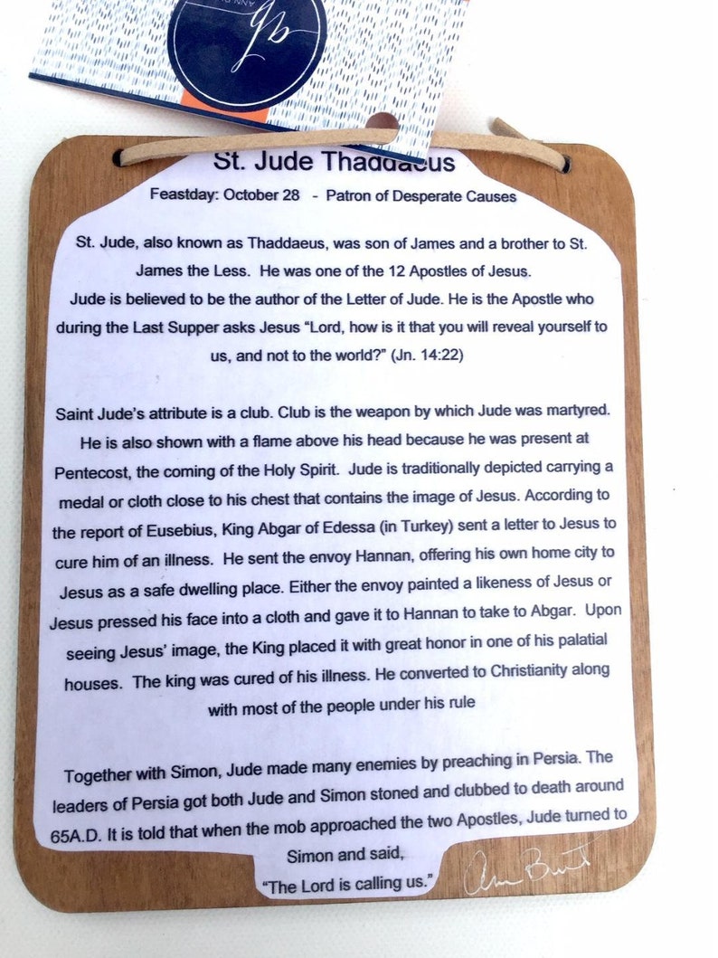 St. Jude Patron Saint of Hopeless Causes Small Wood Wall Etsy