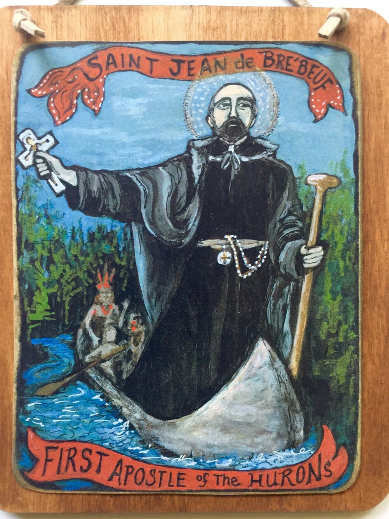 St Jean De Brebeuf Religious Wooden Wall Plaque Jesuit Canada Etsy