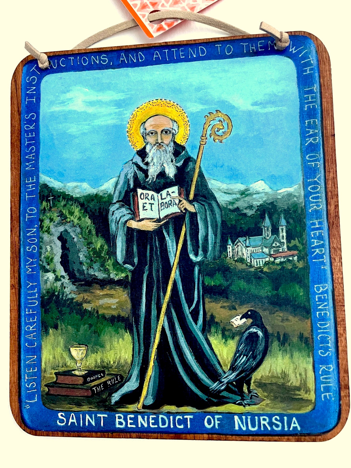 St Benedict Of Nursia Catholic Art Wood Retablo Hand Painted Etsy St Benedict Of Nursia Catholic Art Wood Retablo Hand Painted Etsy