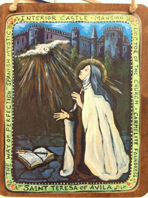 St Teresa Of Avila Saint Teresa Catholic Saints Wood Wall Plaque Mexican Folk Art Retablo Confirmation Gift For Teen Girl