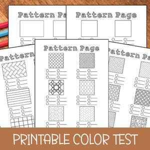 Pattern Printable Coloring Book Test Page Bundle | Marker Swatch Page | Texture Coloring Sheet | Instant Download | Practice Swatch Chart